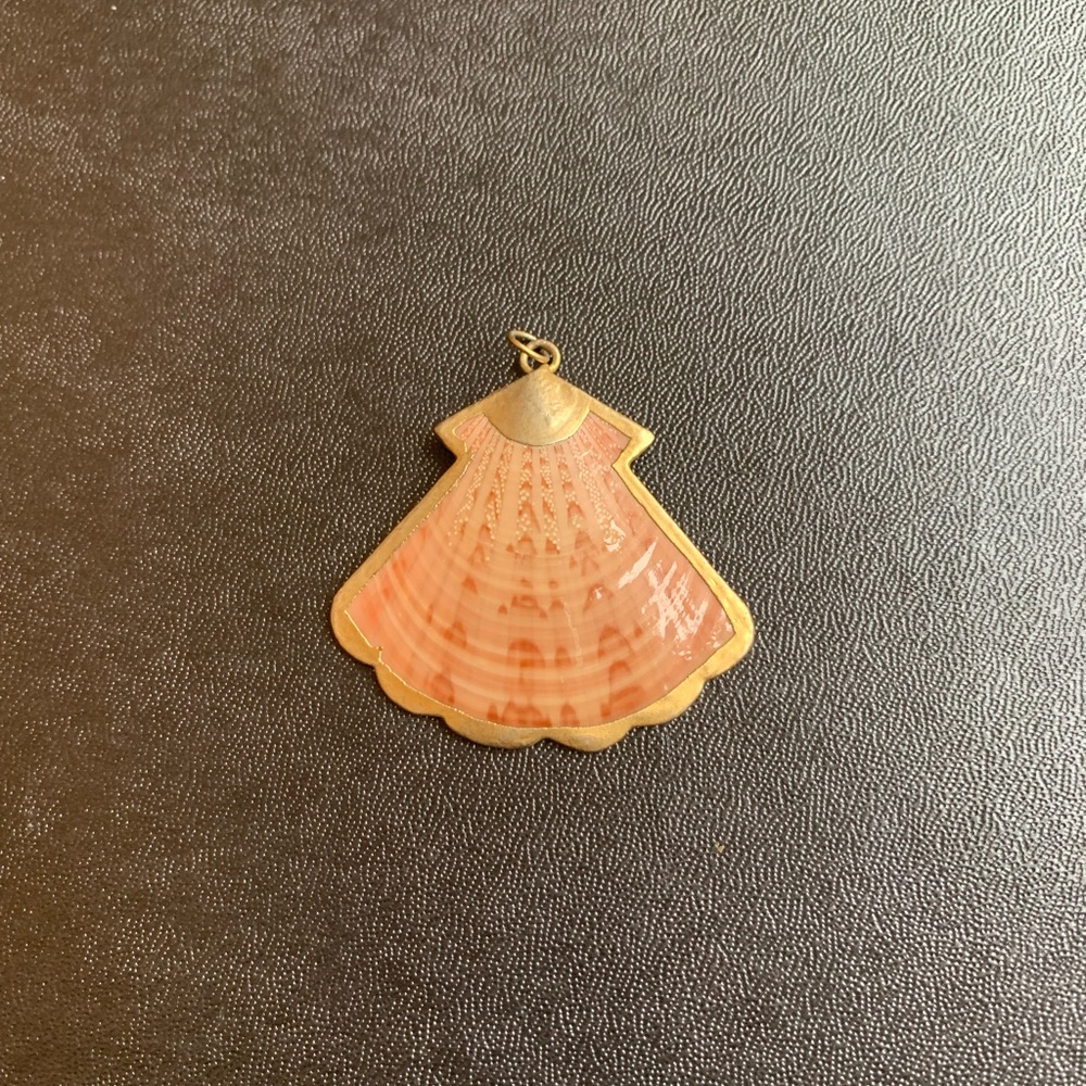 Gold and Orange Shell Pendant